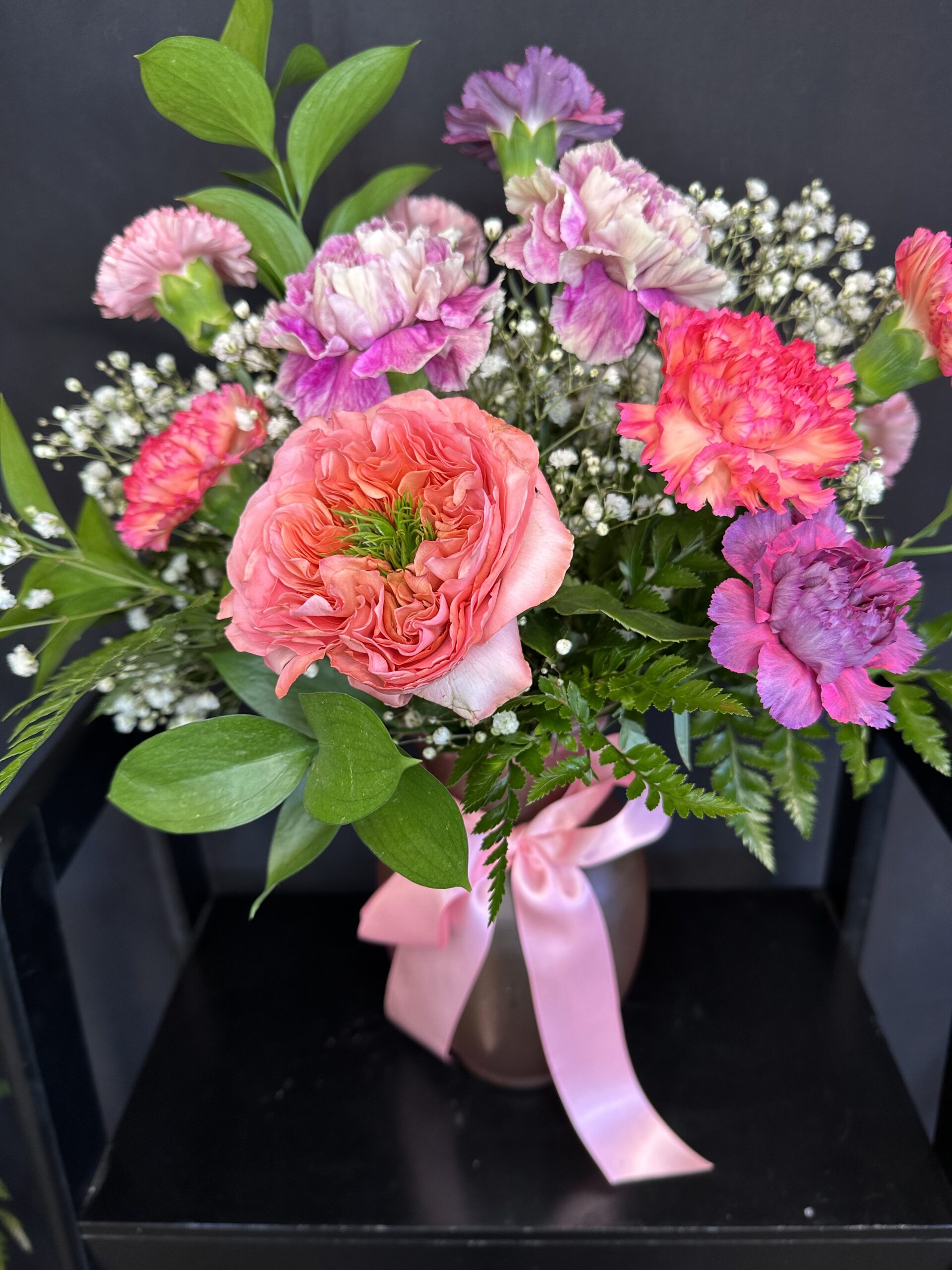Dozen Carnation Bouquet with Garden Rose - A Touch Of An Angel Florist